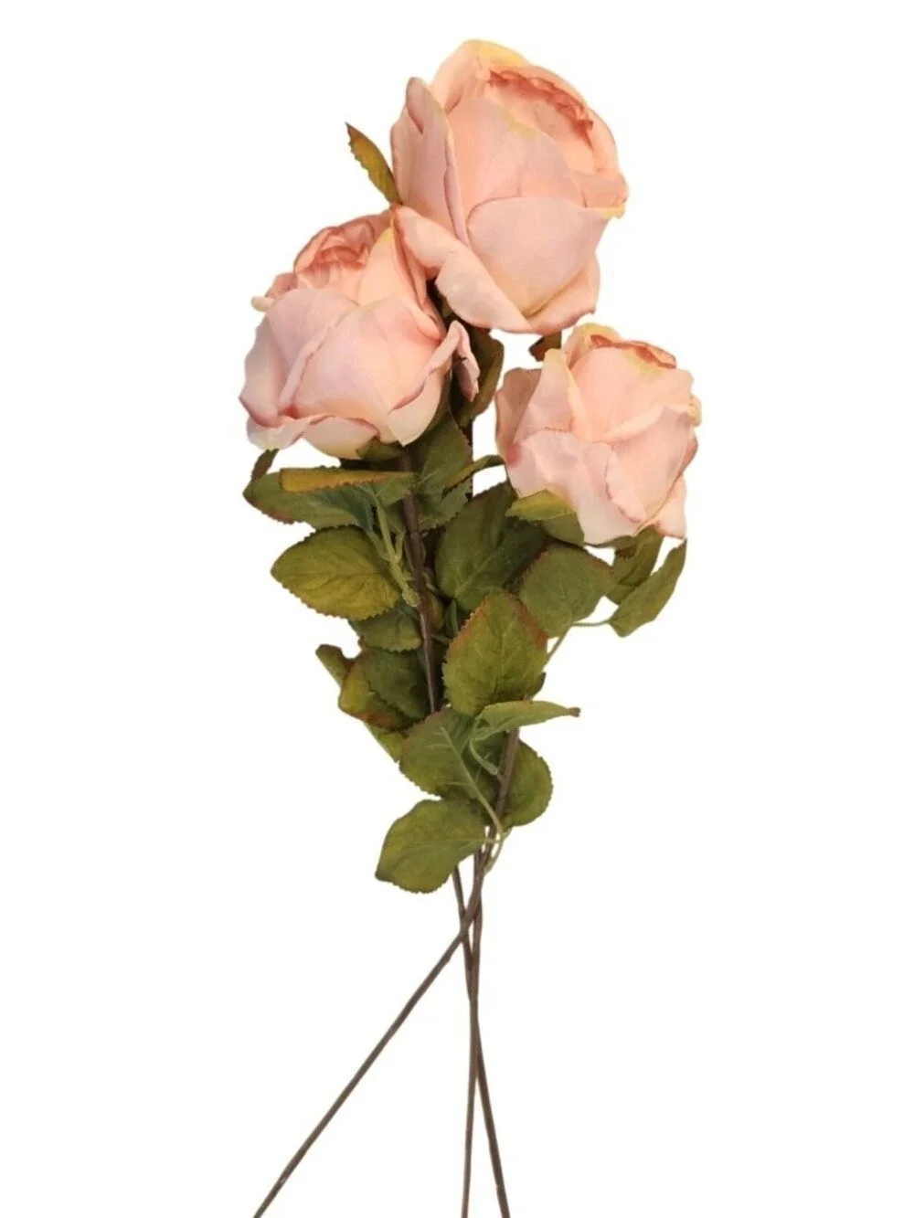 Blush Pink Artificial Roses Set Of 3 Fake Flower Stems Silk Roses Long Stem Wedd